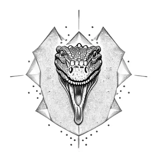 Alligator head in diamond outline  tattoo design idea