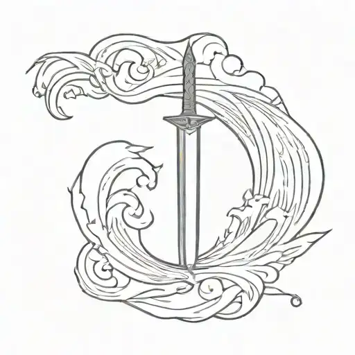 a wavy dagger tattoo design idea