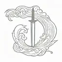 a wavy dagger tattoo design idea