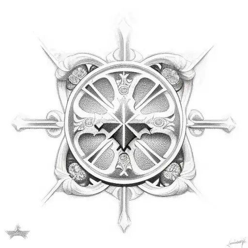 Christian Cross with 3 scroll around it tattoo design idea