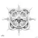 Christian Cross with 3 scroll around it tattoo design idea