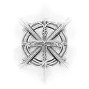 Christian Cross with 3 scroll around it tattoo design idea