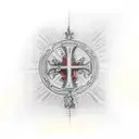 Christian Cross with 3 scroll banners around it and black shadow tattoo design idea