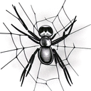 black widow spider with web and rifle tattoo design idea
