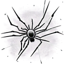 black widow spider with web and rifle tattoo design idea