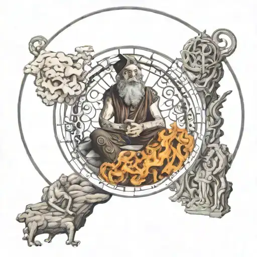 The philosopher looking over dantes inferno 9 circles of hell  tattoo design idea