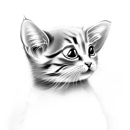 kitten with milk baby bottle  tattoo design idea