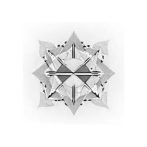 Geometric patterns with doves flying over it tattoo design idea