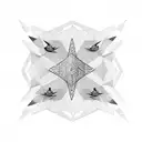 Geometric patterns with doves flying over it tattoo design idea