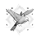 Geometric patterns with doves flying over it tattoo design idea