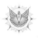 Geometric patterns with doves flying over it tattoo design idea