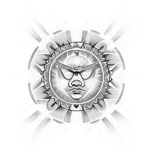 modernes Fineline kleine tattoos zusammenführen griechische göttin Mond Sonne Sterne Hände spirituel tattoo design idea