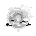 Portal with an Island inside it tattoo design idea