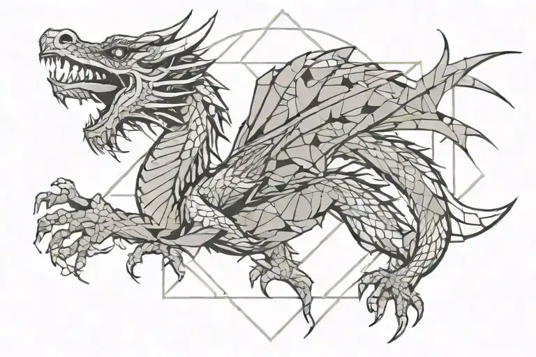 dragon with indonesian islands behind tattoo design idea