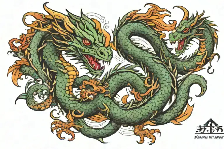 dragon with indonesian islands behind tattoo design idea