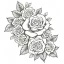 no roses thigh tattoo, feminine, coquette going up the thigh, fine line  tattoo design idea