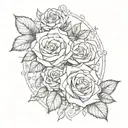 no roses thigh tattoo, feminine, coquette going up the thigh, fine line  tattoo design idea