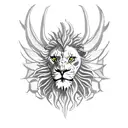 horned lion with wings standing on a rock roaring with its paw on a warrior tattoo design idea