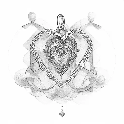 three hearts chained together tattoo design idea