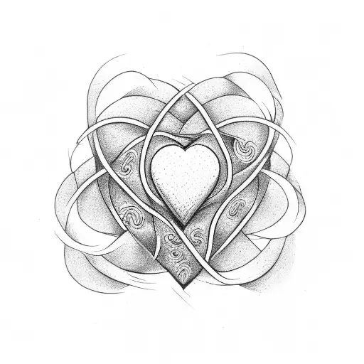 three hearts intertwining tattoo design idea