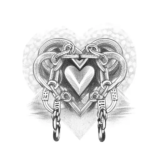 3 hearts chained together tattoo design idea