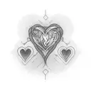 three hearts intertwining tattoo design idea