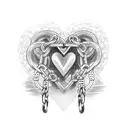 3 hearts chained together tattoo design idea