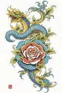 blue rose dragon tattoo design idea