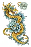 blue rose dragon tattoo design idea