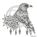 mandala, dream catcher, birds, feather, flower tattoo design idea