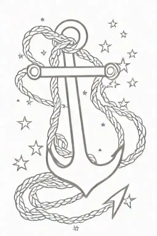 Anchor with rope and stars MLM » forment un coeur tattoo design idea