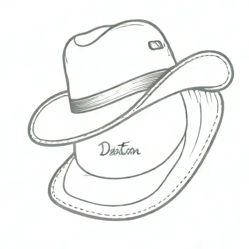 simple farmers hat that says "Denton" tattoo design idea