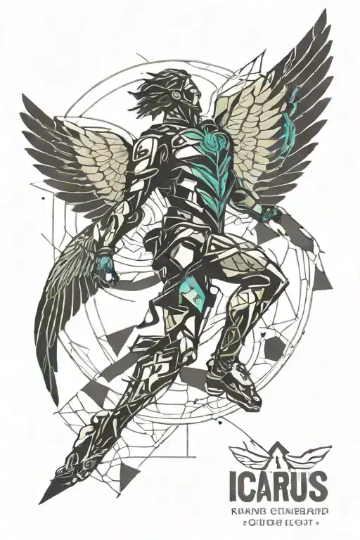 icarus falling from sky tattoo design idea
