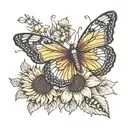 butterfly with sunflower tattoo design idea