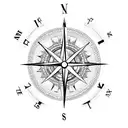 Compass with a clock inside with fire around tattoo design idea