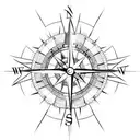 Compass with a clock inside with fire around tattoo design idea