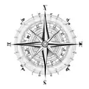 Compass with a clock inside with fire around tattoo design idea