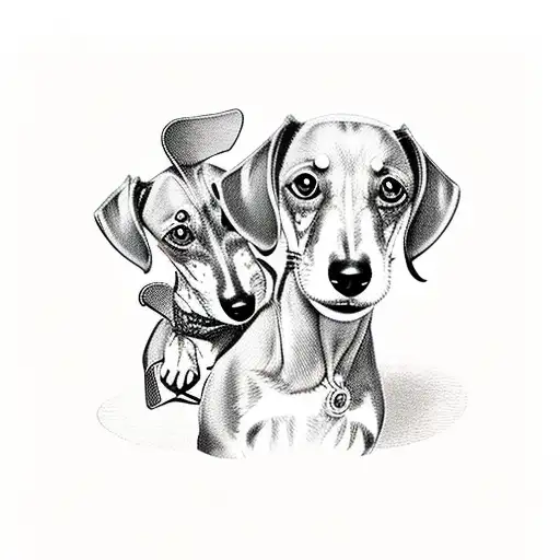three dachshund dogs tattoo design idea