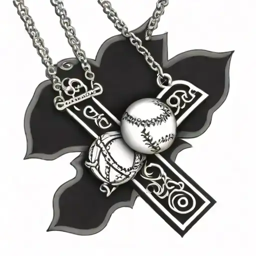 baseball and cross necklace tattoo design idea