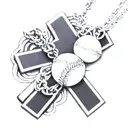 baseball and cross necklace tattoo design idea