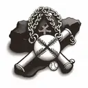 baseball and cross necklace tattoo design idea