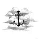 cross that turns into a anchor but with clouds and water hiding the transition  tattoo design idea
