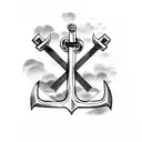 cross that turns into a anchor but with clouds and water hiding the transition  tattoo design idea