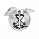 cross that turns into a anchor but with clouds and water hiding the transition  tattoo design idea