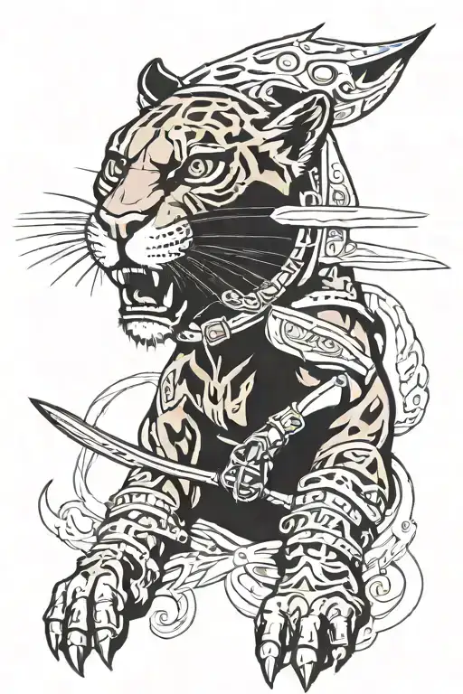 cougar warrior time  tattoo design idea