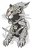 cougar warrior time  tattoo design idea