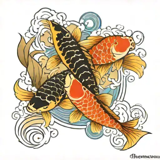 Koi Fish Ying Yang tattoo design idea