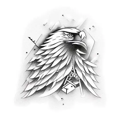Eagle with nails and hammers  tattoo design idea