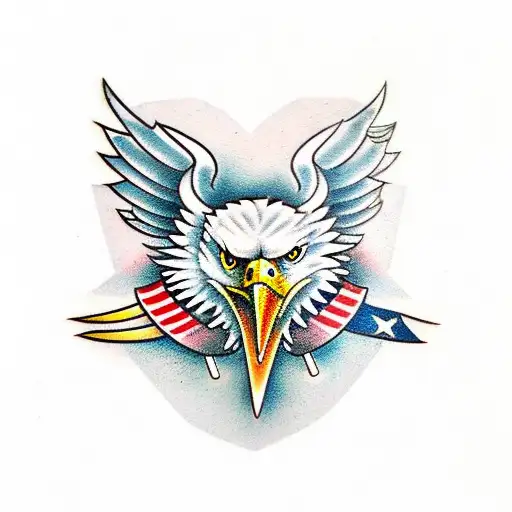 Eagle with nails and hammers  tattoo design idea