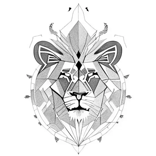 A lion and a black panther merging together in a fierce yet elegant design, representing the client's favorite animals tattoo design idea